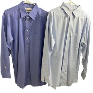 Lot of 2 Roundtree & Yorke Gold Label Mens Dress Shirts Cotton 16.5 35